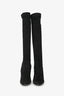 Pierre Hardy Black Suede Ribbed Knee High Heeled Boots Size 39
