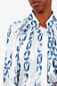 Smythe Blue Chain Print Blouse Size M