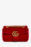 Gucci Red Velvet Marmont Small Shoulder Bag