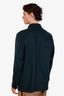 Veste zippée Kiton verte en cachemire, bordures en cuir de veau, taille 53 homme
