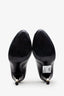 Pre-loved Chanel™ Black Leather CC Pearl Detail Peep Toe Heels Size 40