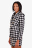 Balmain Black/White Houndstooth Tweed Double Breasted Blazer + Mini Skirt Set Size 36