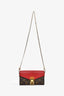 Louis Vuitton Red Leather and Monogram Canvas Pallas Wallet On Chain