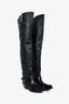 Versace Black Leather Texano Knee High Boots Size 39