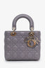 Christian Dior 2017 Grey Cannage Lambskin Small Lady Dior with Strap