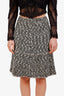 Pre-loved Chanel™ Silver/Green Tweed Knee Length Skirt Size 40