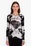 Loewe Black/White Velvet Balloon Print Long Sleeve Top Size 34