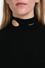 Prada Black Jersey Logo Mock Neck Cut-Out Long Sleeve Dress Estimated Size M