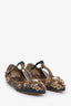 Dolce & Gabbana Black Leather Gold Embroidery Jewel Embellishments Flats Size 37