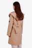 Louis Vuitton Beige Wool Belted Double Face Hooded Wrap Coat Size 36