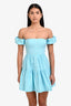 Staud Blue Cotton Ruffle Short Sleeve Mini Dress Size 0