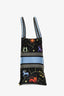 Christian Dior 2022 Black Canvas Multicolour Pixel Zodiac Embroidered Medium Book Tote