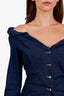 Vivienne Westwood Dark Blue Denim Draped Neck Button Down Shirt Size 10