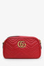 Gucci Red Leather GG Marmont Small Camera Bag