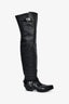 Versace Black Leather Texano Knee High Boots Size 39