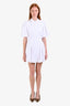 White Cotton Poof Sleeve Cinch Waist Mini Dress Size 2