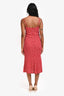 Reformation White/Red Floral Print Side Slit Midi Dress Size 0