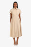 Max Mara Studio Beige Cotton Short Sleeves Midi Dress Size 2