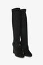 Pierre Hardy Black Suede Ribbed Knee High Heeled Boots Size 39