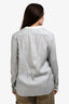 Golden Goose White/Blue Silk Striped Long Sleeve Top Size XL