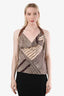 Dries Van Noten Cream/Brown Silk Patterned Halter Top Size 40