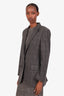 Equipment Grey Wool Checked Single Button Blazer Size 8