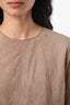 Brunello Cucinelli Beige Suede Peplum SS Top Size 40