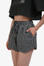 Ganni Black/White Gingham Shimmery Drawstring Shorts Size 32