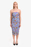 Veronica Beard Light Blue Multicolour Floral Print Ruched Mini Dress Size 2