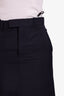 Gucci Navy Mohair Wool Detachable Crystal G Hip Detail Midi Skirt Size 36