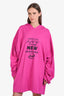 Balenciaga 2021 Pink Graphic Print Hoodie Size S