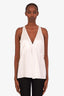 Brunello Cucinelli White Cotton Silk V-Neck Sleeveless Top Size M