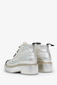Pre-loved Chanel™ Gold Metallic Leather CC Chain Detail Combat Boots Size 38.5