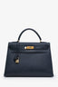 Hermès 1993 Navy Epsom Leather Kelly 32 with Strap