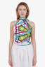 Gucci Purple/Green/White Silk Scarf Top Estimated Size S