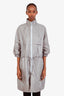 Prada Grey Nylon Zip Up Midi Jacket Size 40