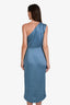 Elliatt Blue Satin One Shoulder 'Cassini' Midi Dress Size S