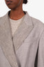 Brunello Cucinelli Grey Wool Monili Bead Embellished Blazer Size 46