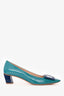 Roger Vivier Teal Blue/Navy Patent Leather Buckle Pumps Size 8.5