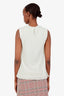 Brunello Cucinelli White Cotton Beige Silk Sleeveless Top Size S