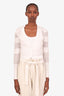 Brunello Cucinelli White Cropped Mesh Stripe Three-Quarter Length Cardigan Size XS