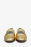 Prada Metallic Leather Logo Loafers Size 38