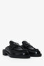 Prada Black Brushed Leather Triangle Logo Mules Size 35.5