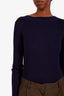Sacai Navy Blue Rib Knit Dress with Skirt Overlay Size 3