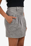 Brunello Cucinelli Grey Cotton Tweed Pleated Mini Skirt Size 2