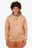 Burberry Camel Cotton Check Hood Paneled Hoodie Size M Mens
