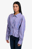 Erika Cavallini Blue/Red Cotton Striped Cinched Waist Long Sleeve Top Size 44