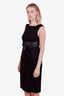 Pre-loved Chanel™ Black Wool Silk Belted Sleeveless Midi Dress Size 40