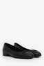 Pre-loved Chanel™ Black Leather CC Cap Toe Bow Flats Size 36.5