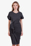 Isabel Marant Etoile Grey Knit Ruffle Detail Short Sleeve Midi Dress Size 34